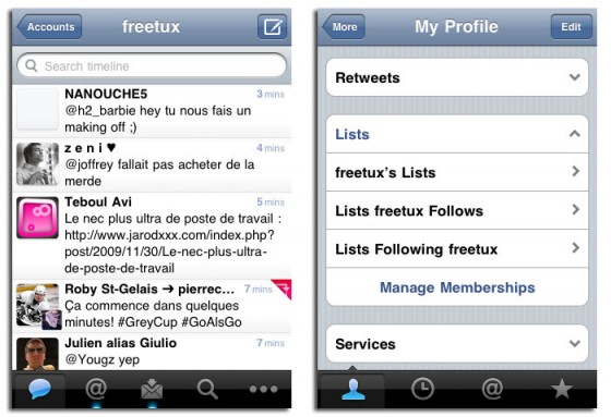 Tweetie 2.1 sur iPhone implémente la fonction de retweet