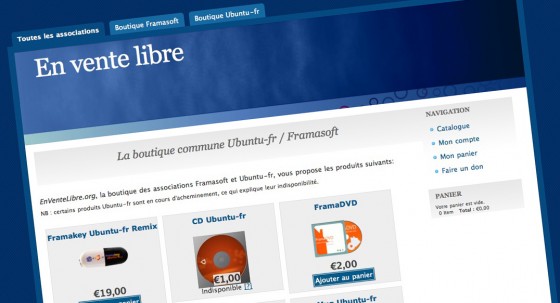 EnVenteLibre.org la boutique en ligne d'objets Framasoft et Ubuntu