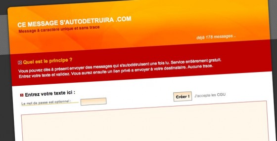 cemessagesautodetruira.com, un site pour créer des messages à utilisation unique