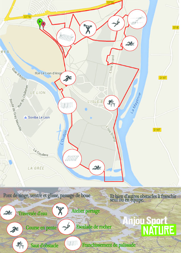 Le plan du parcour de la course à obstacle l'Arrachée